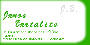 janos bartalits business card